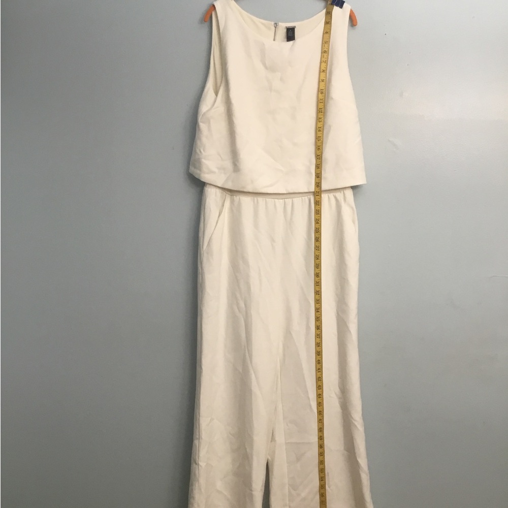 BLACK LABEL BY Chico's Cream Jumpsuit with Wide-Leg and V-Neck